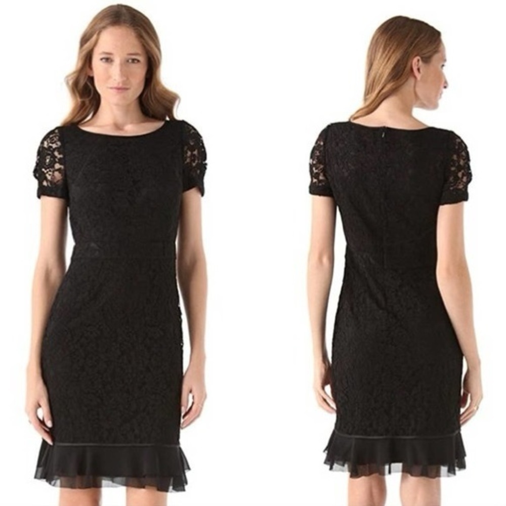 Tory Burch Women’s Silk Bovary Lace Cocktail Dress Shortsleeve Party in Black 4